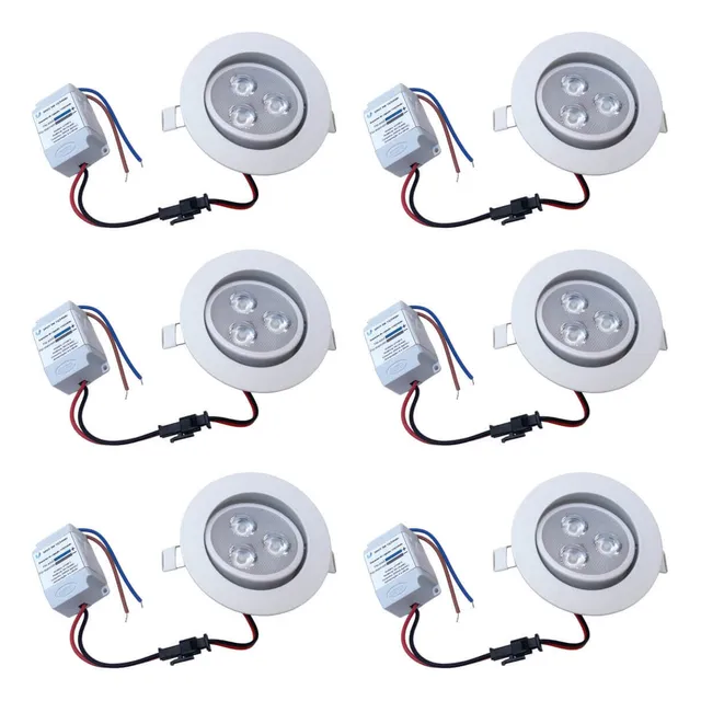Spot Embutir 3w Branco 12v 24v Pra Barco Lancha Van Kit 6 Un