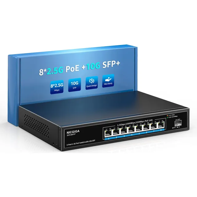 Conmutador Poe Nicgiga De 8 Puertos, 2,5 G, No Gestionado, C