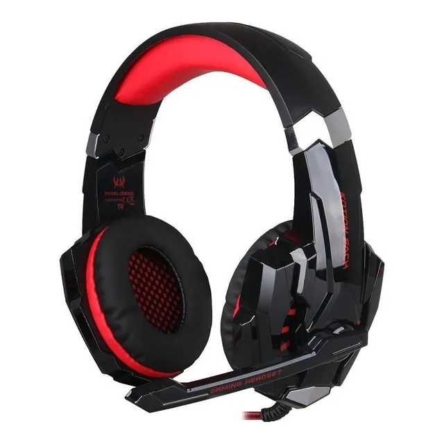 Auriculares gamer Kotion Each G9000 black y red con luz LED