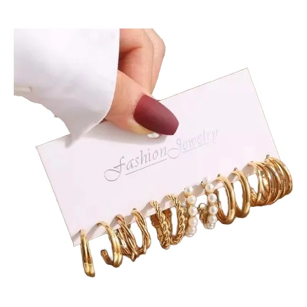 Juego Zarcillos Vintage Metal Chapado Oro Bisutería
