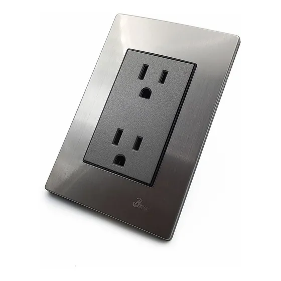 Toma Corriente Doble Con Tierra Acero Inox