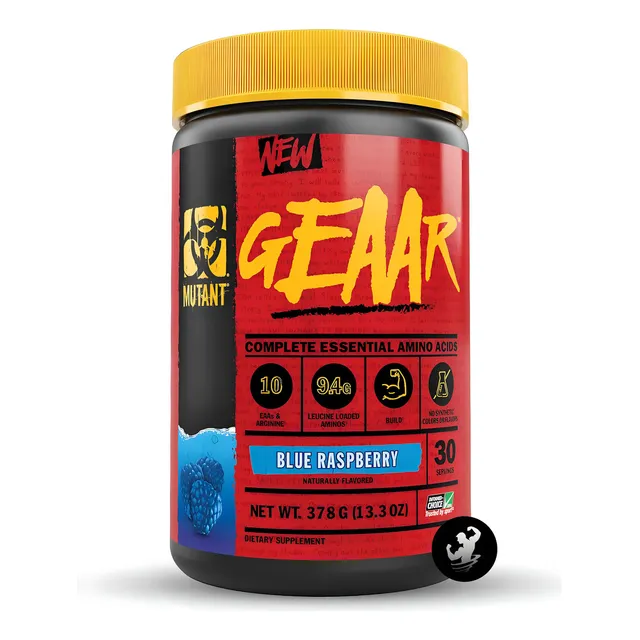Mutant Geaar 400gr, Eaas Aminoácidos Esenciales Eaa Sabor Blue Raspberry