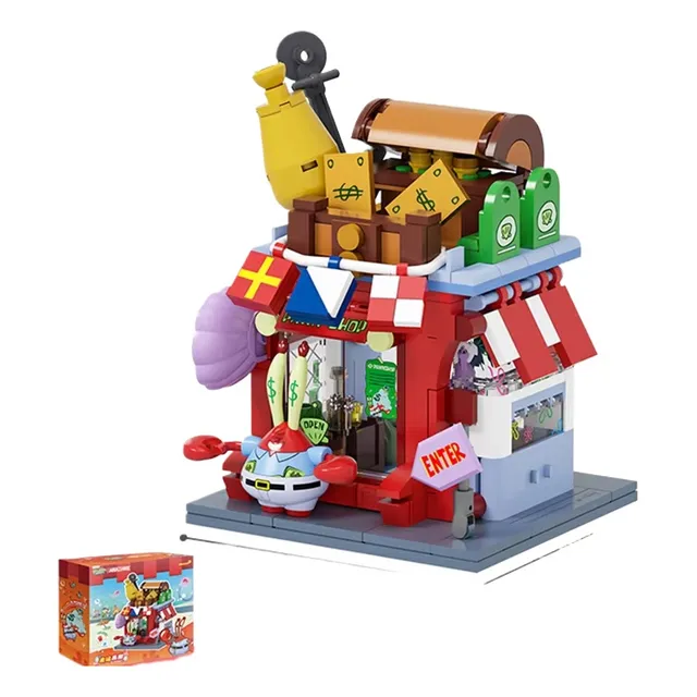 Set De Construcción De Tiendas Temáticas De Bob Esponja Con 