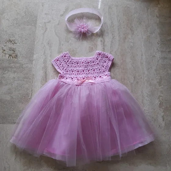 Vestidos Crochet De Bautizo O Fiesta  + Tiara (niñas Un Año)