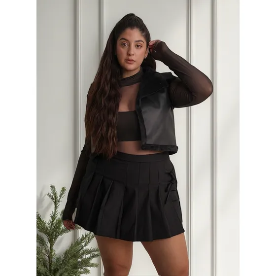 Chaleco Cuerina Con Piel Mujer Naif