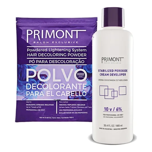 Polvo Decolorante 700g + Oxidante 900ml Primont Decoloración