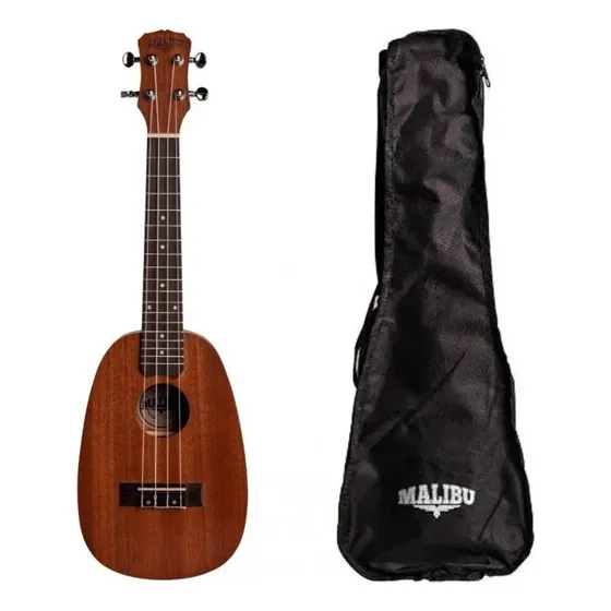 Ukulele Abacaxi Concert Sapele Natural Malibu 23 C/ Capa Cor Marrom
