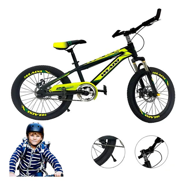 Bicicleta Infantil Deportiva Niños R-20 Acero Pie De Apoyo Color Verde Neón Tamaño Del Cuadro 20