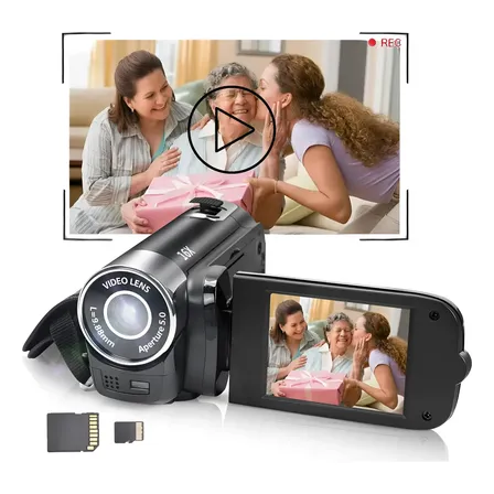 Camera Handycam Filmadora Zoom 16x + Cartão De Memória 32g Preto