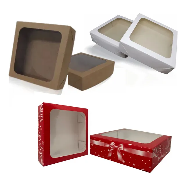 Caixa Embalagem Com Visor Presente 15x15x4 Cm - Kit 20 Un.