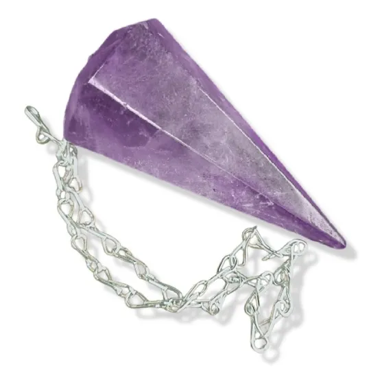 Pêndulo Pedra Ametista Natural Facetado Para Radiestesia Cor Violeta