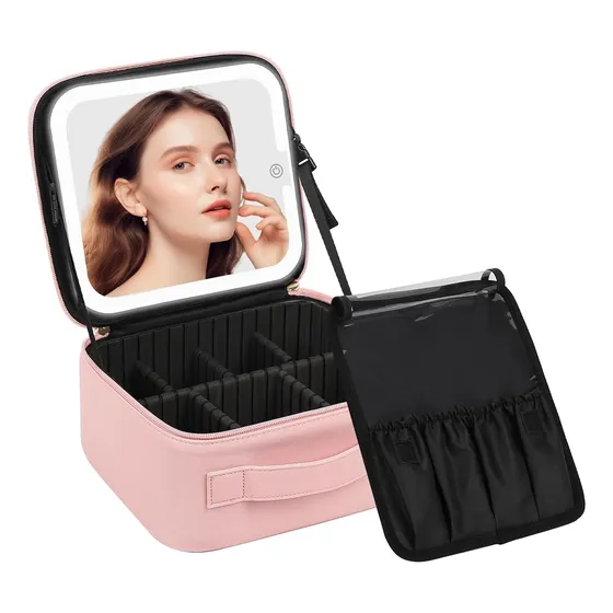 Porta Cosmetico Maletin Con Espejo Luz Led Touch Maquillaje