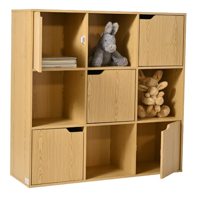 Mueble Librero Organizador Modular Multiusos 9 Espacios Color Madera