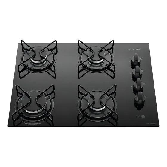 Cooktop de Vidro Atlas Agile Up 4 Bocas Preto Multigás Bivolt