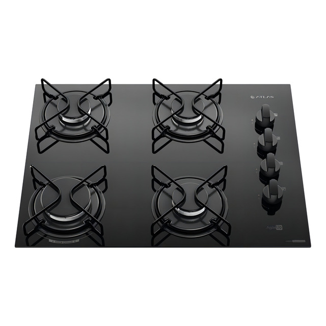 Cooktop De Vidro Atlas Agile Up 4 Bocas Preto Multigás Bivolt