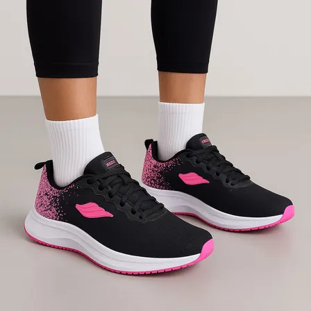 Tenis Feminino Academia Olimp Preto Pink Degradê Original