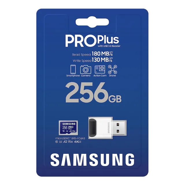 Memoria Micro Sd Samsung Pro Plus 256gb 4k U3 A2 V30 160mb/s