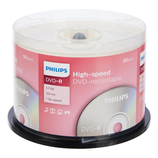Pack X50 Dvd-r Virgen Philips 16x 4.7gb 120 Min Video Normal