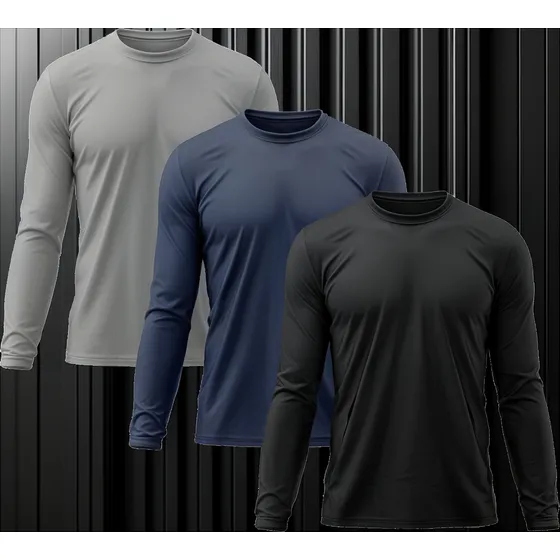 Kit 3 Camisa Segunda Pele Proteco Uv50 Malha Fria Frio