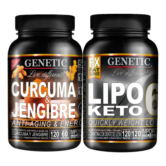 60 Días Antiox Cúrcuma Jengibre Quemador Lipo 6 Keto Genetic