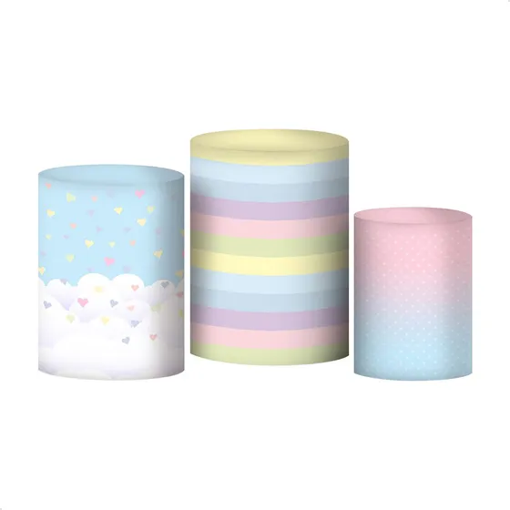 Trio Capa Cilindro 3d Festa Sublimado Veste Fácil C/elástico