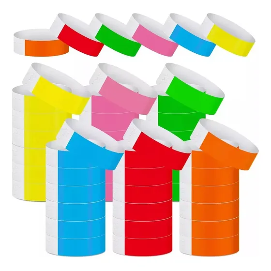 600 Un Pulseras Tyvek De Papel 6 Colores De Eventos Fiestas