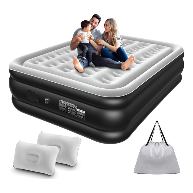 Colchão Inflável Duplo Elétrico Com 2 Travesseiro Inflável Colchão Inflável Duplo Elétrico Com 2 Travesseiro Inflável