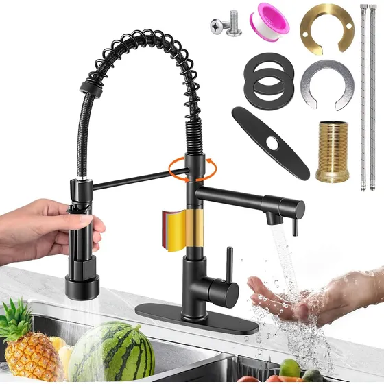Grifo De Llaves Regadera Lavabo Mono Mando Fregadero Negro
