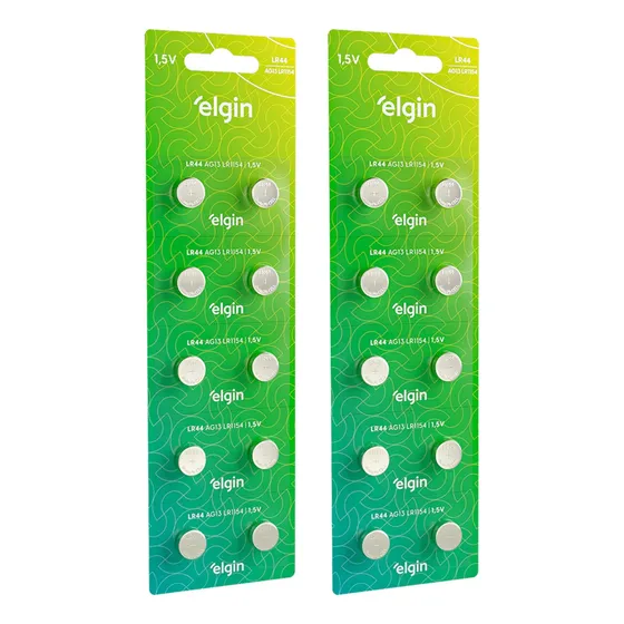Kit 20 Bateria Alcalina Lr44 Elgin - 2 Blister