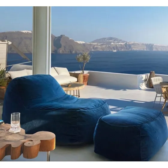 Sillón ,puff  Tipo Fiaca Y Ottoman Moderno En Terciopelo