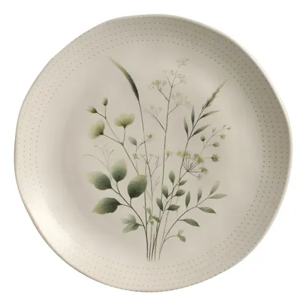 Conjunto 6 Pratos Raso Orgânico Ammi Floral Porto Brasil Cerâmica
