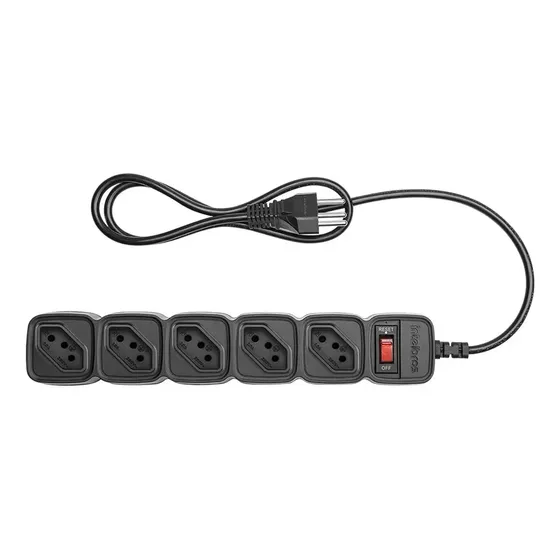 Protetor Eletrônico Com 5 Tomadas Cabo de 3 Metros Epe 205+ Preto Intelbras