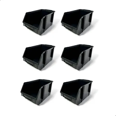 Kit 6 Caixas Bin N6 Gaveteiro Organizadora Estante Preta Preto