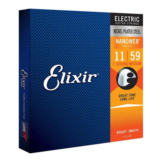 Corda .011 Medium Para Guitarra 7 Cordas Nanoweb Elixir