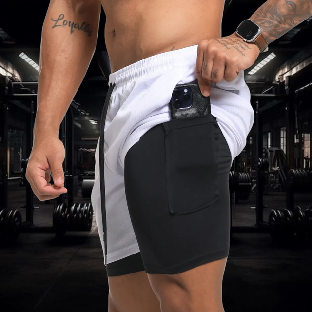 Bermuda Dupla Masculina Compreensão 2 Em 1 Short Esporte Bermuda Dupla Masculina Compreensão 2 Em 1 Short Esporte