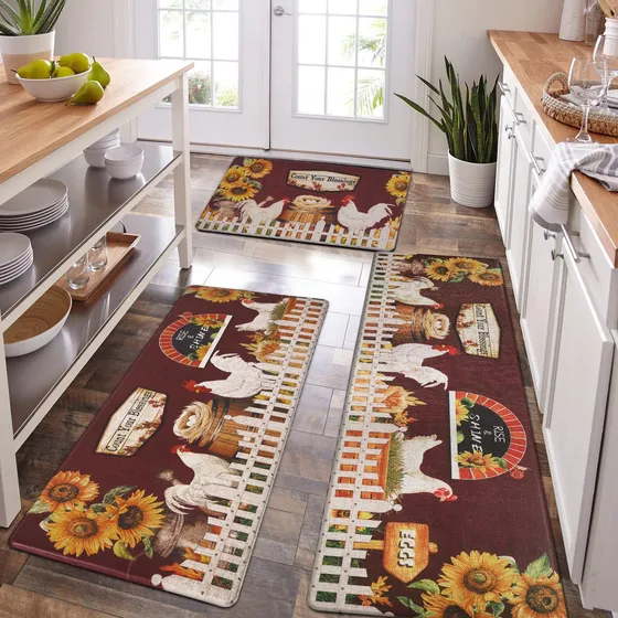 Aspmiz Juego 3 Alfombrilla Cocina Estilo Casa Campo Pvc Para