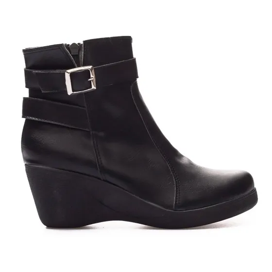 Botas Mujer Eco Cuero De Caña Baja Con Hebilla