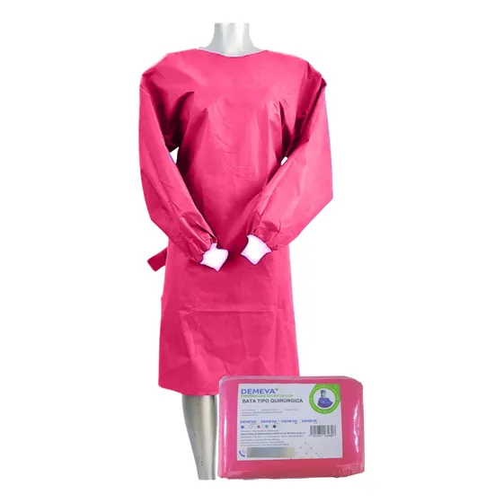 Bata Desechable Quirúrgica Color Rosa Demeva 10 Piezas Tela Sms Grado Médico Repelente A Fluidos Con Manga Y Puño Elástico Protección Confiable Para Clínicas Y Hospitalario