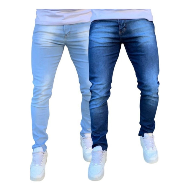 Kit 2 Calças Jeans Masculina Skinny Com Lycra Elastano Kit 2 Calças Jeans Masculina Skinny Com Lycra Elastano