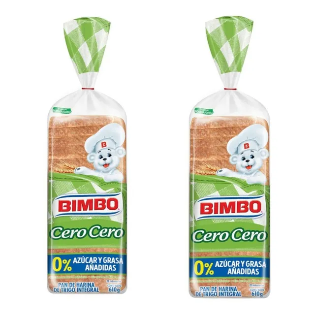 2 Barras De Pan Bimbo Integral Doble Cero Cero