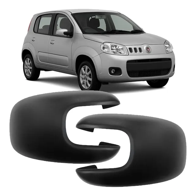 Par Capa Retrovisor S/ Furo Pisca Novo Uno 2010 A 2014 Preto