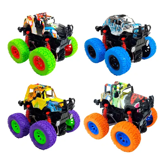 Kit 2 Carrinho Monster Truck Fricção Color Pick Up Hip Hot Cor Coloridos