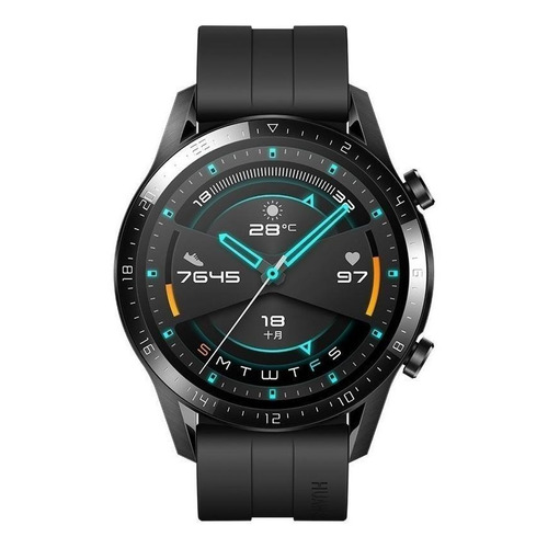 Huawei Watch Gt 2 Sport 1.39  Caja 46mm De  Metal Y Plástico  Black Stainless Steel, Malla  Matte Black De  Fluoroelastómero Ltn-b19