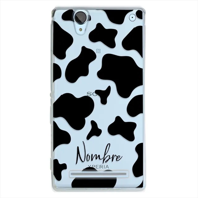 Funda Sony Xperia Animal Print Vaca Con Tu Nombre