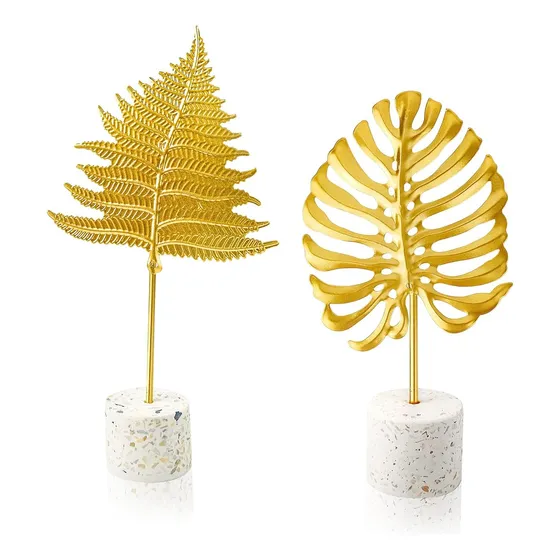 Escultura De Hoja De Oro, Decoración De Escritorio,
