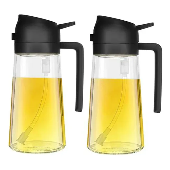 2pcs Dispensador De Aceite 470ml - Spray Y Vertedor De Vidri