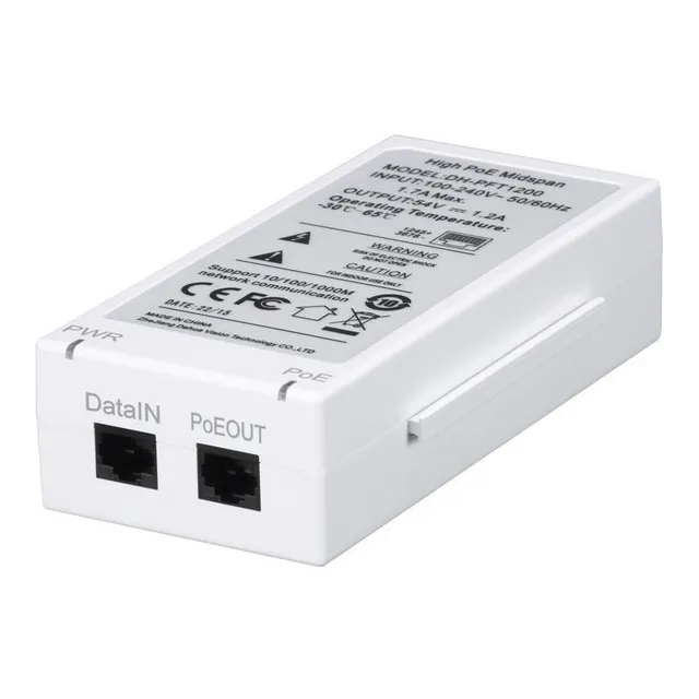 Poe Injector 60w, Gigabit, Marca: Dahua Midspan Pft1200
