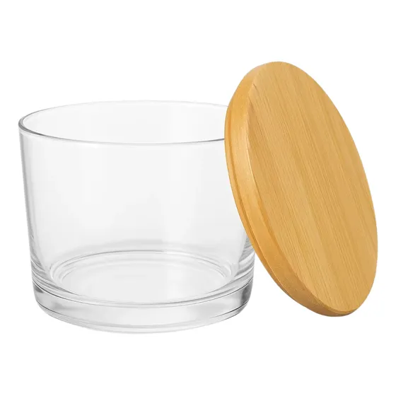 12 Potes De Vidro Pate 150ml Para Velas Tampa De Madeira