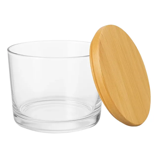12 Potes De Vidro Pate 150ml Para Velas Tampa De Madeira