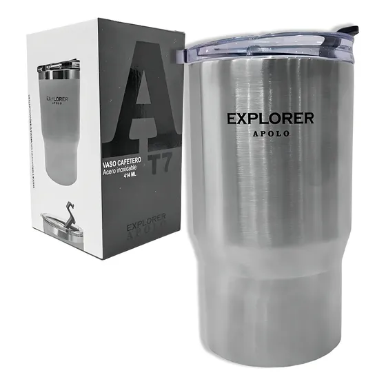 Vaso Térmico Cafe 414 Ml Acero Inoxidable Color Plateado